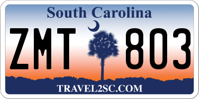 SC license plate ZMT803