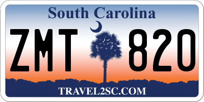 SC license plate ZMT820