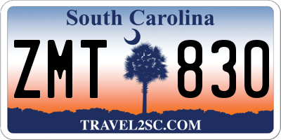 SC license plate ZMT830