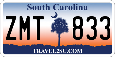 SC license plate ZMT833