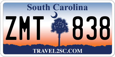 SC license plate ZMT838