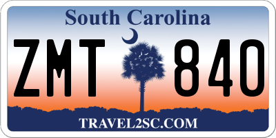 SC license plate ZMT840