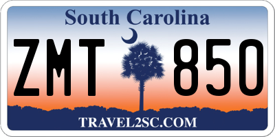 SC license plate ZMT850