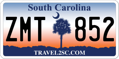 SC license plate ZMT852