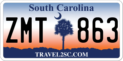 SC license plate ZMT863
