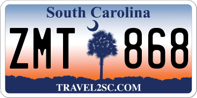 SC license plate ZMT868