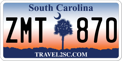 SC license plate ZMT870