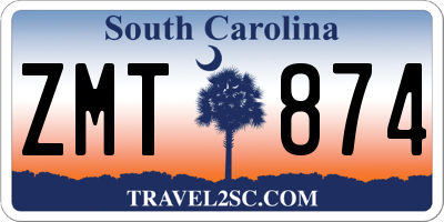 SC license plate ZMT874