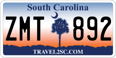 SC license plate ZMT892
