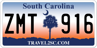 SC license plate ZMT916