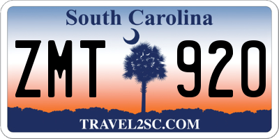 SC license plate ZMT920