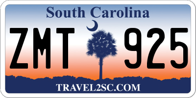 SC license plate ZMT925
