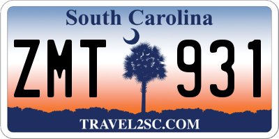 SC license plate ZMT931