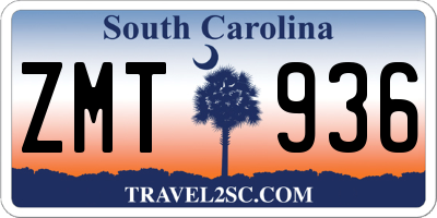 SC license plate ZMT936