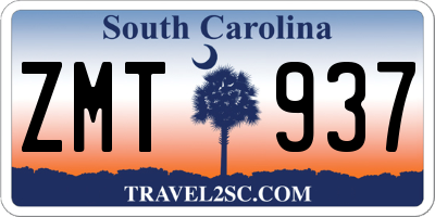 SC license plate ZMT937