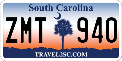 SC license plate ZMT940