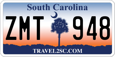 SC license plate ZMT948