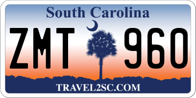 SC license plate ZMT960