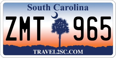 SC license plate ZMT965