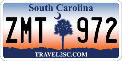 SC license plate ZMT972
