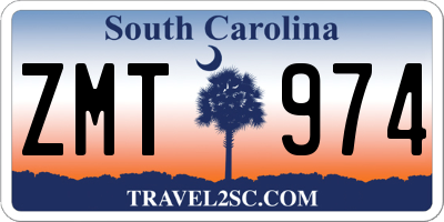 SC license plate ZMT974