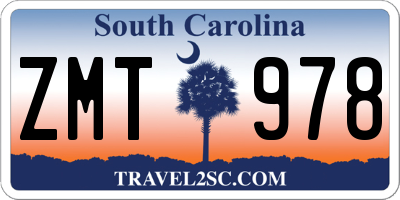 SC license plate ZMT978