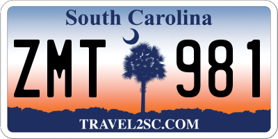 SC license plate ZMT981