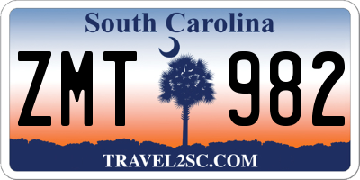 SC license plate ZMT982