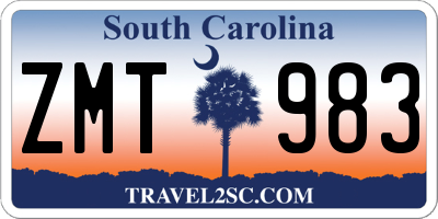 SC license plate ZMT983