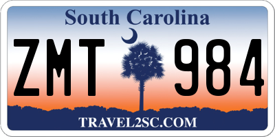 SC license plate ZMT984