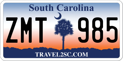SC license plate ZMT985