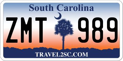 SC license plate ZMT989