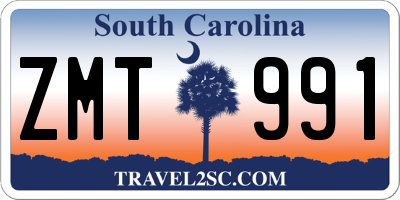 SC license plate ZMT991