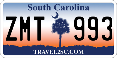 SC license plate ZMT993