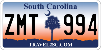 SC license plate ZMT994