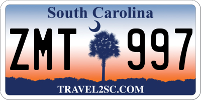 SC license plate ZMT997