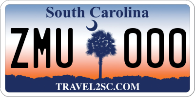 SC license plate ZMU000