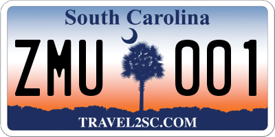 SC license plate ZMU001