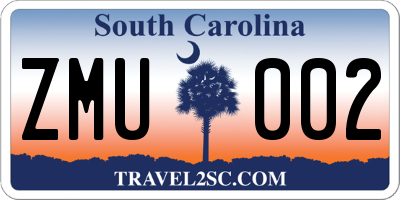 SC license plate ZMU002