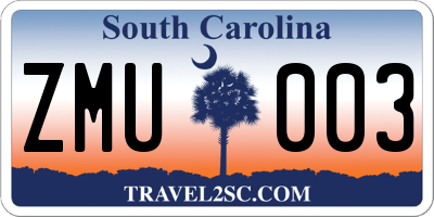 SC license plate ZMU003