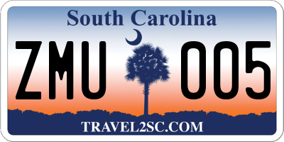 SC license plate ZMU005