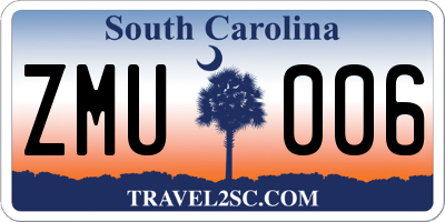 SC license plate ZMU006