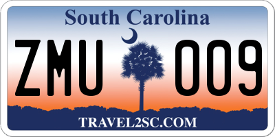 SC license plate ZMU009