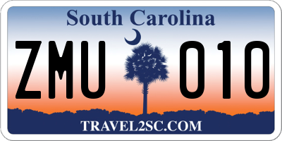 SC license plate ZMU010