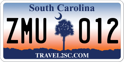 SC license plate ZMU012