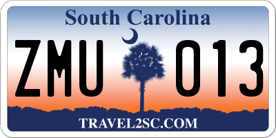 SC license plate ZMU013