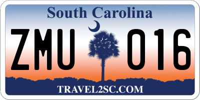 SC license plate ZMU016