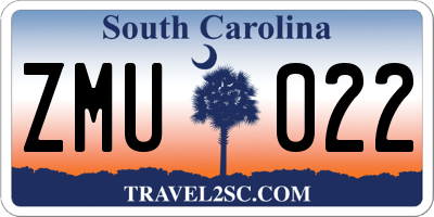 SC license plate ZMU022