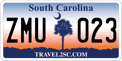 SC license plate ZMU023