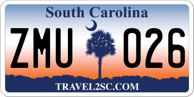 SC license plate ZMU026